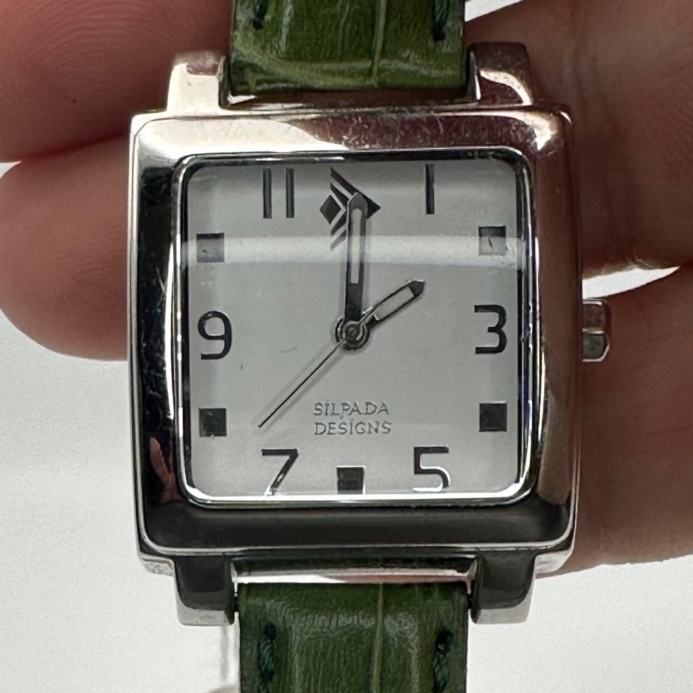 Silpada Designs Quartz Watch W/ Green Leather Strap